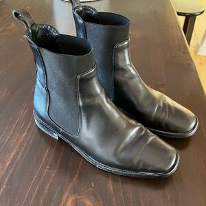 Italian Leather Square Toe Chelsea Boots